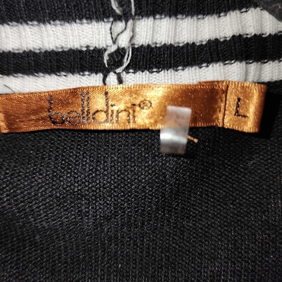 Belldini Large Black/White Cardigan Knit Sweater Geo Design Long Sleeve - Picture 8 of 8